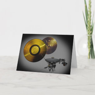 Raumsonde und Goldene Schallplatte Karte