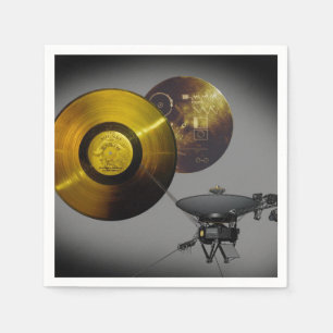 Raumsonde und Goldene Schallplatte Serviette