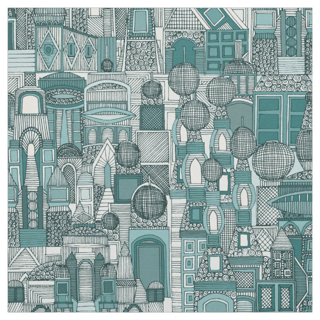Raumstadt-monoaquamarines Stoff (Muster)