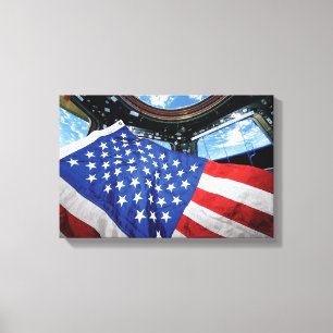Raumstation Amerikanische Flagge Erdumlaufbahn Leinwanddruck