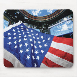 Raumstation Amerikanische Flagge Erdumlaufbahn Mousepad