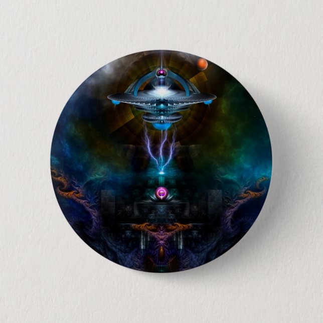 Raumstation Ansarious Fraktal Art Button (Vorderseite)