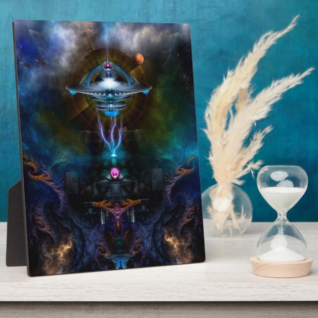 Raumstation Ansarious Fraktal Art Fotoplatte (Seite)