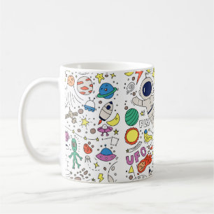 Raumthema in Doodstyle-Abbildung Kaffeetasse