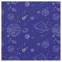 Raumthema Planets Rockets Stars auf blau