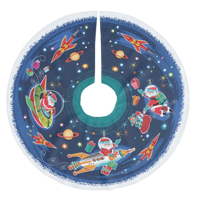 Raumzeit Santa Polyester Weihnachtsbaumdecke (Vorderseite)