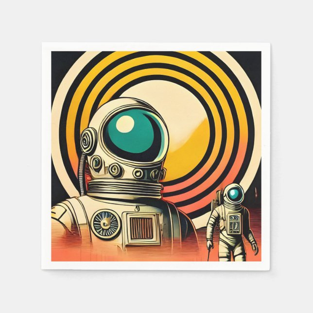 Raumzeitalter Mitte des Jahrhunderts Astronaut Lan Serviette (Vorderseite)