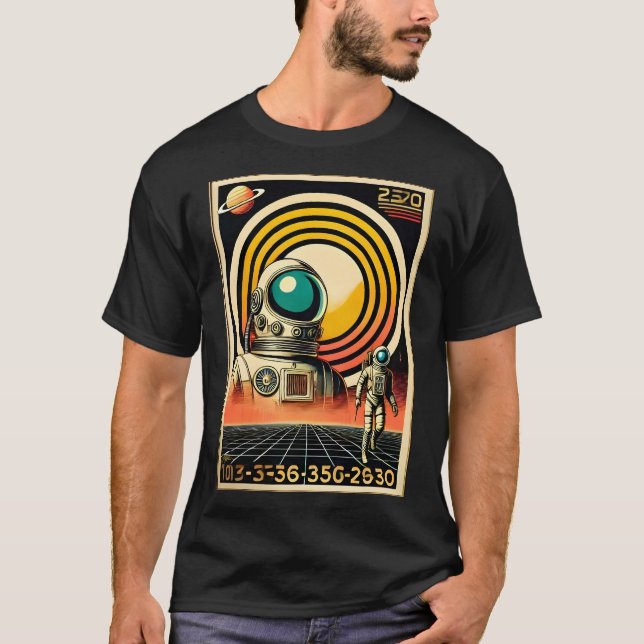 Raumzeitalter Mitte des Jahrhunderts Astronaut Lan T-Shirt (Vorderseite)