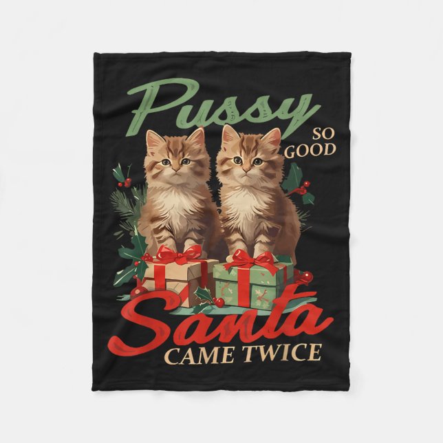 Raunchy Christmas Cat Naughty Funny Gag Prank Humo Fleecedecke (Vorderseite)