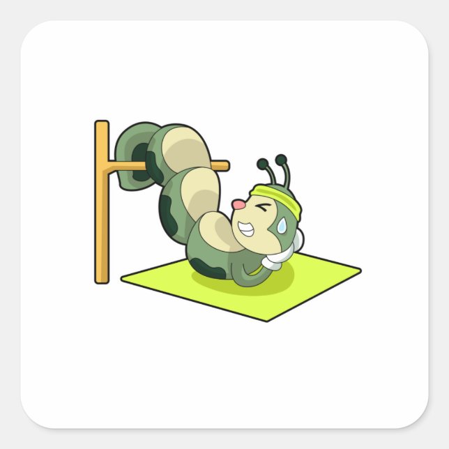 Raupe ABS Workout-Fitness Quadratischer Aufkleber (Vorderseite)
