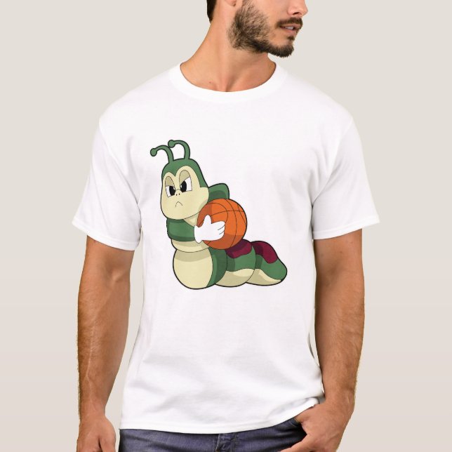 Raupe als Basketballspieler mit Basketball T-Shirt (Vorderseite)