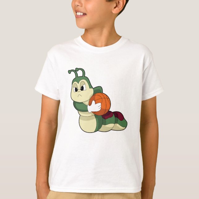 Raupe als Basketballspieler mit Basketball T-Shirt (Vorderseite)