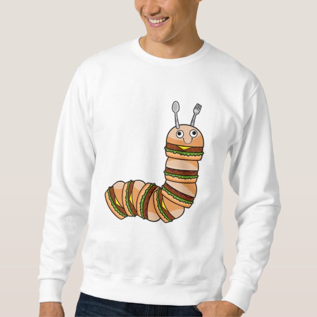 Raupe als Cheeseburger mit Rindfleisch und Salat Sweatshirt (Vorderseite)