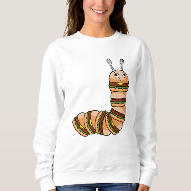 Raupe als Cheeseburger mit Rindfleisch und Salat Sweatshirt (Vorderseite)