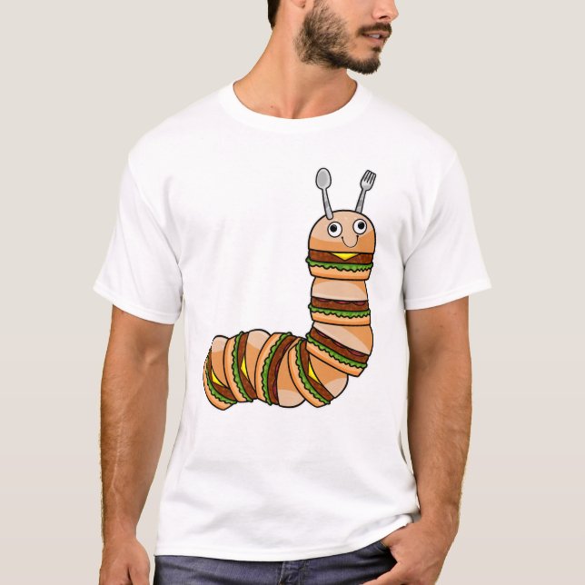 Raupe als Cheeseburger mit Rindfleisch und Salat T-Shirt (Vorderseite)