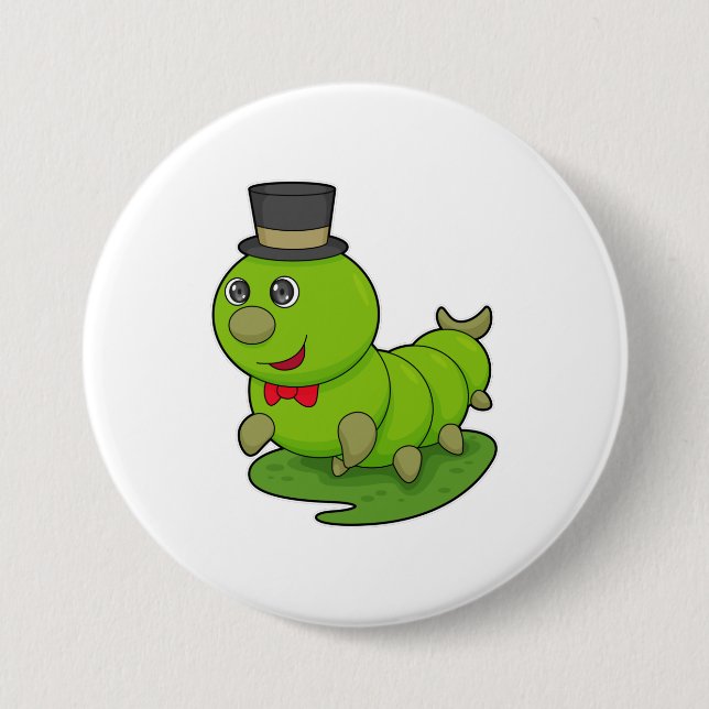 Raupe als Gentleman mit Zylinder Button (Vorderseite)