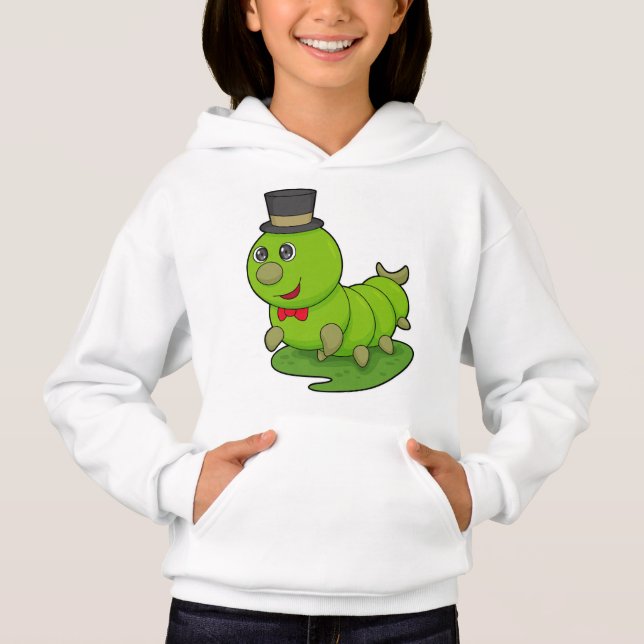 Raupe als Gentleman mit Zylinder Hoodie (Vorderseite)