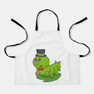 Raupe als Gentleman mit Zylinder Schürze