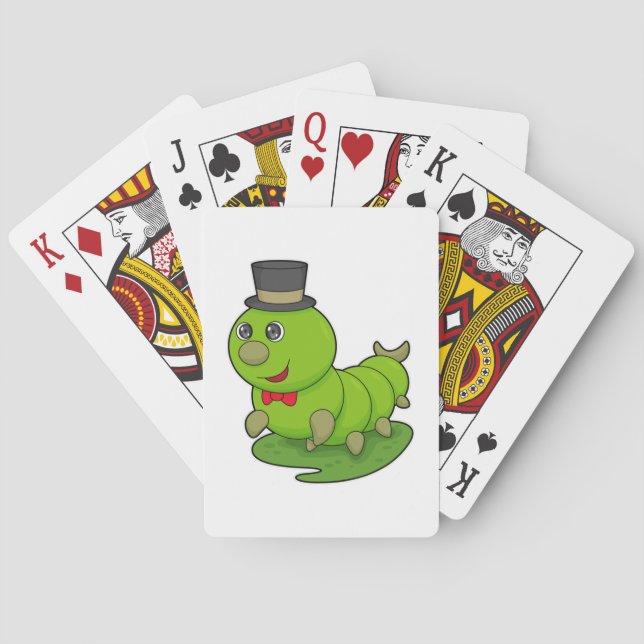 Raupe als Gentleman mit Zylinder Spielkarten (Rückseite)