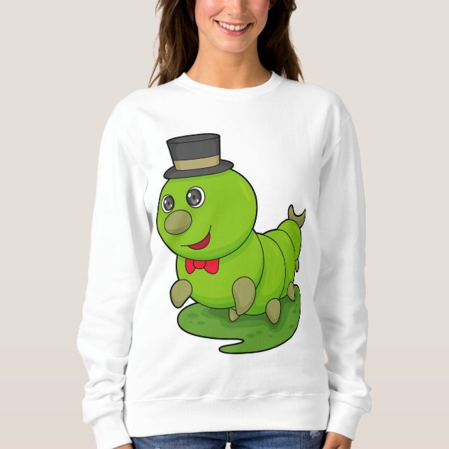 Raupe als Gentleman mit Zylinder Sweatshirt (Vorderseite)