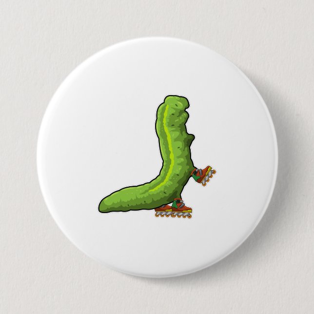 Raupe als Inline-Skater mit Inline-Skaten Button (Vorderseite)