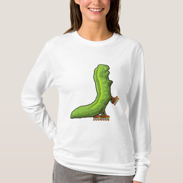 Raupe als Inline-Skater mit Inline-Skaten T-Shirt (Vorderseite)