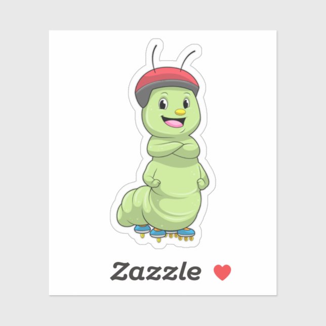 Raupe als Inline-Skater mit Roller Skate.pn Aufkleber (Blatt)