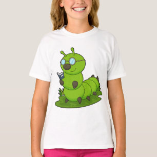 Raupe als Nerd mit Brille & Book T-Shirt