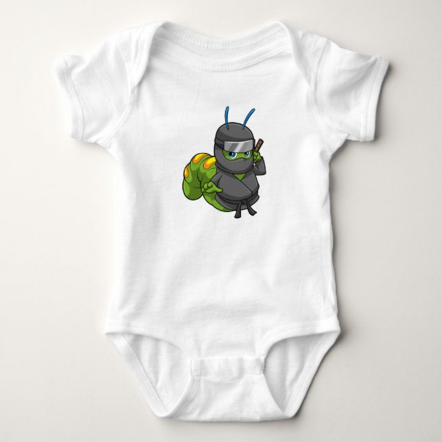 Raupe als Ninja mit Schwert Baby Strampler (Vorderseite)