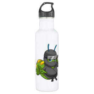 Raupe als Ninja mit Schwert Edelstahlflasche