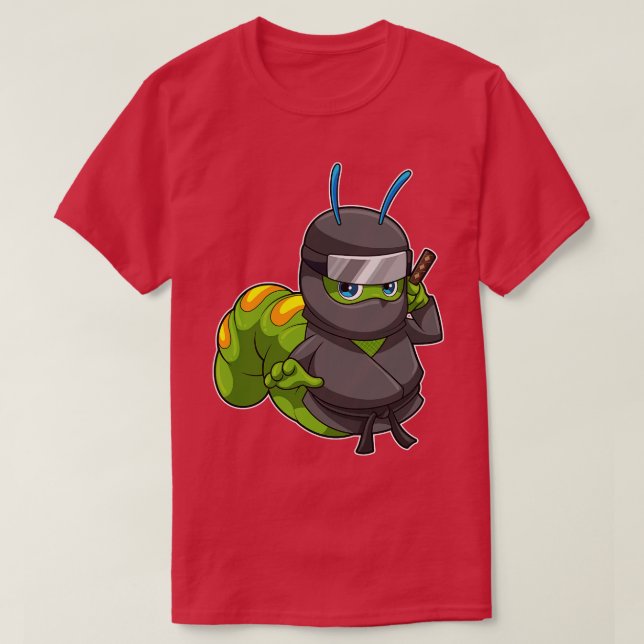 Raupe als Ninja mit Schwert T-Shirt (Design vorne)