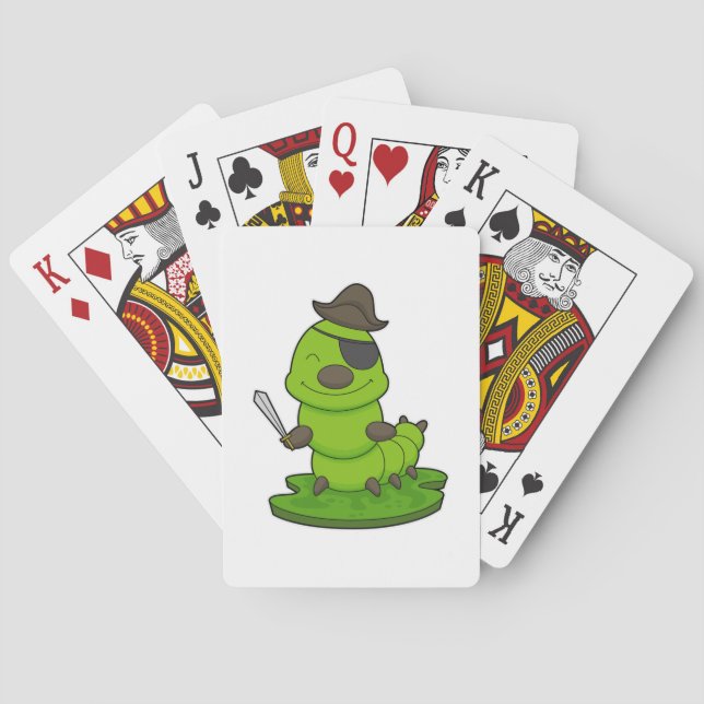 Raupe als Pirate mit Schwert Spielkarten (Rückseite)
