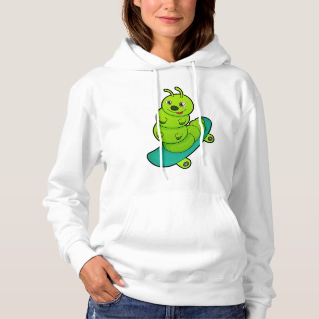Raupe als Skater mit Skateboard Hoodie (Vorderseite)