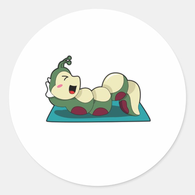 Raupe am Fitness Workout Runder Aufkleber (Vorderseite)