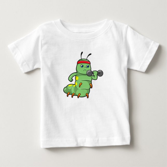 Raupe am Krafttraining mit Dumbell Baby T-shirt (Vorderseite)