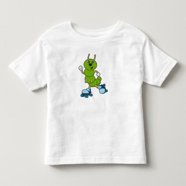 Raupe auf Inline-Skaten mit Roller-Skaten Kleinkind T-shirt (Vorderseite)