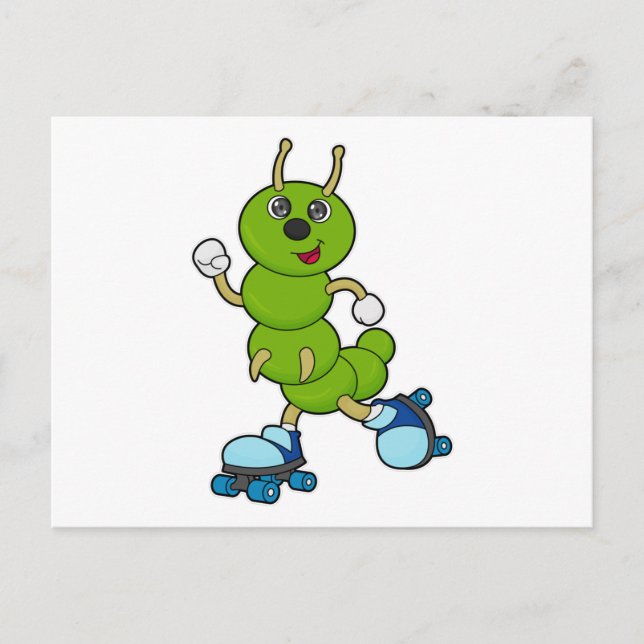 Raupe auf Inline-Skaten mit Roller-Skaten Postkarte (Vorderseite)