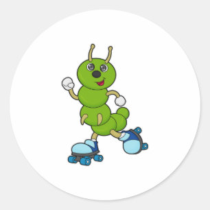 Raupe auf Inline-Skaten mit Roller-Skaten Runder Aufkleber