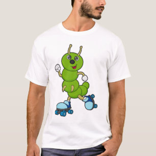 Raupe auf Inline-Skaten mit Roller-Skaten T-Shirt