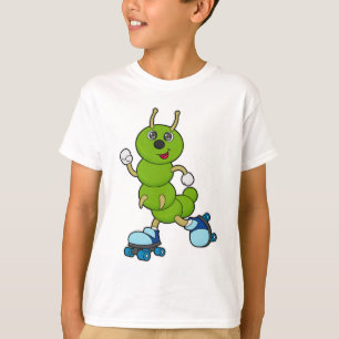 Raupe auf Inline-Skaten mit Roller-Skaten T-Shirt