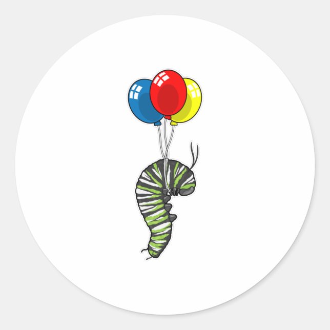 Raupe Balloon Runder Aufkleber (Vorderseite)