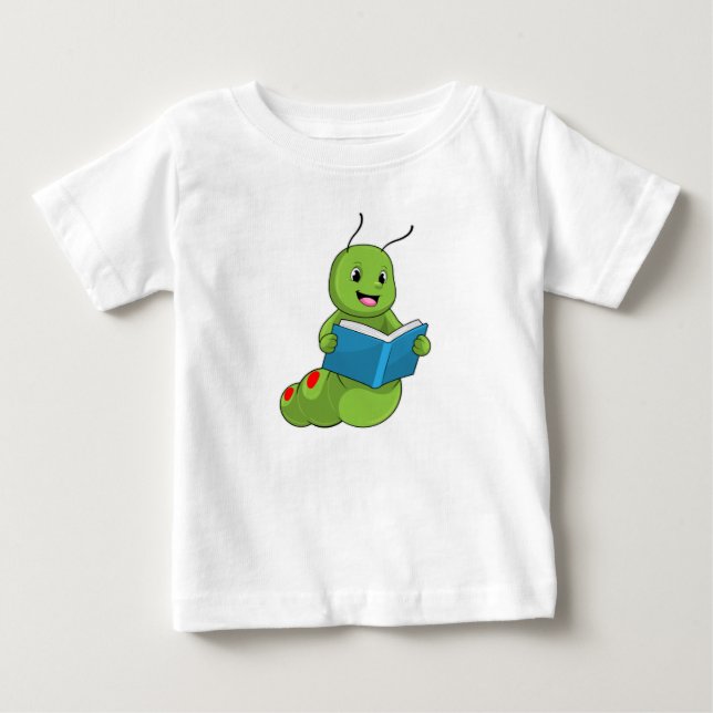 Raupe beim Lesen mit Buch Baby T-shirt (Vorderseite)