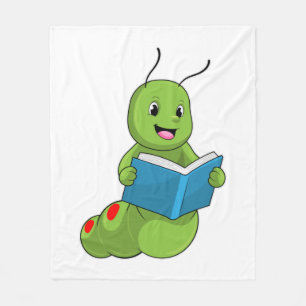 Raupe beim Lesen mit Buch Fleecedecke