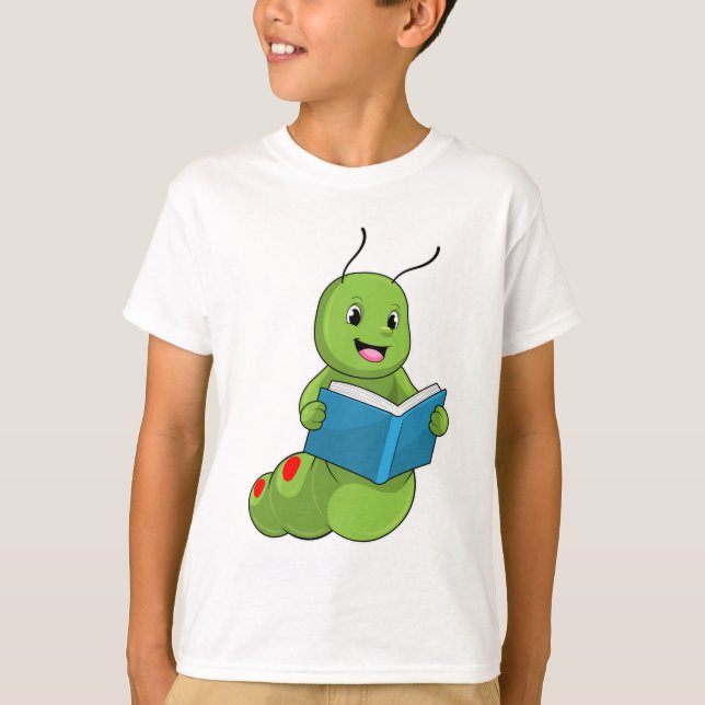 Raupe beim Lesen mit Buch T-Shirt (Vorderseite)