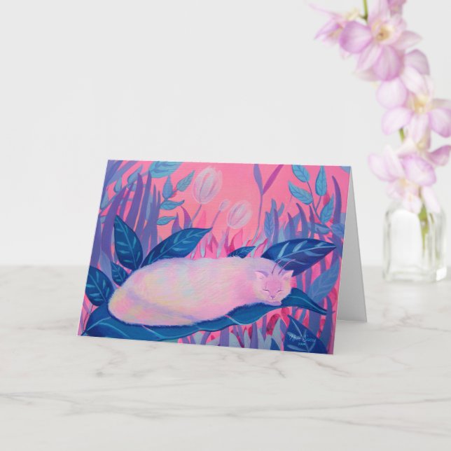 Raupe Cat Pink Lila Blue Fantasy Karte (Orchidee)