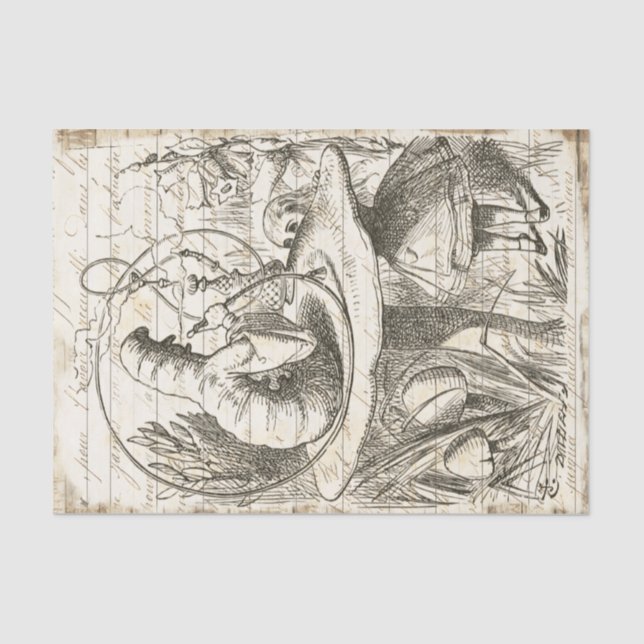 Raupe der Vintagen Alice im Wunderland Seidenpapier (Vorderseite)