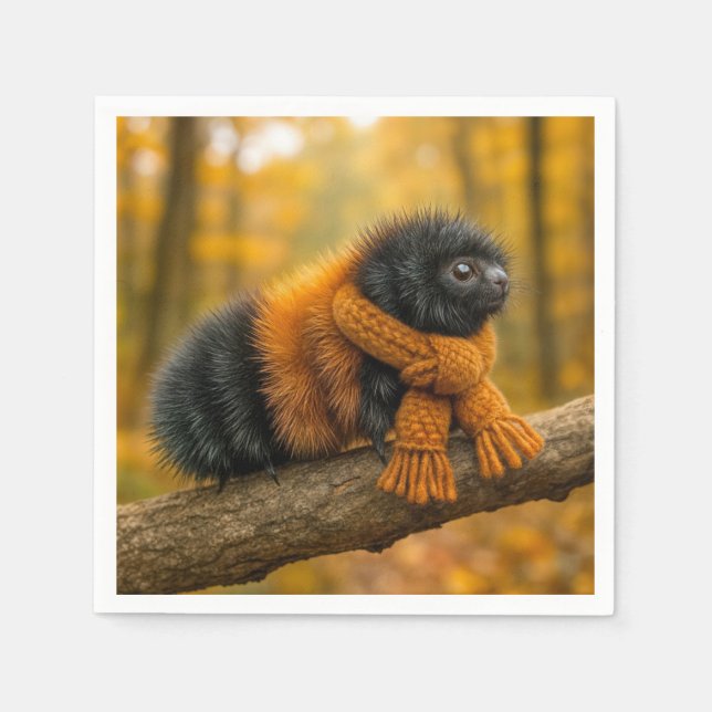 Raupe des Wollbären Herbst mit einem Scarf Serviette (Vorderseite)