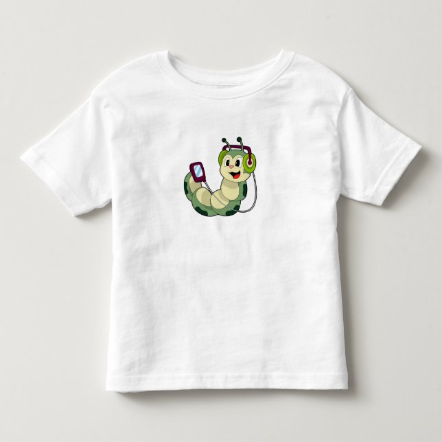 Raupe Headphone Music Kleinkind T-shirt (Vorderseite)
