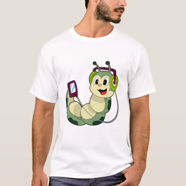 Raupe Headphone Music T-Shirt (Vorderseite)