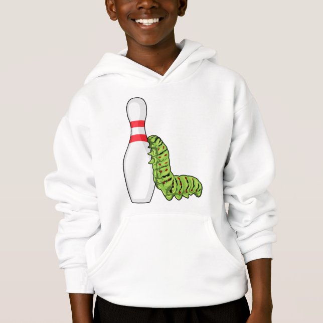 Raupe im Bowling mit Bowling Button Hoodie (Vorderseite)